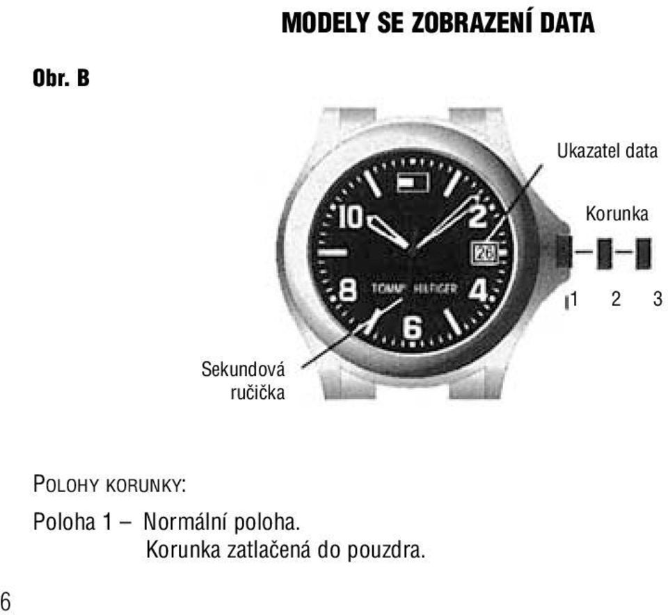 Sekundová ruãiãka POLOHY KORUNKY: