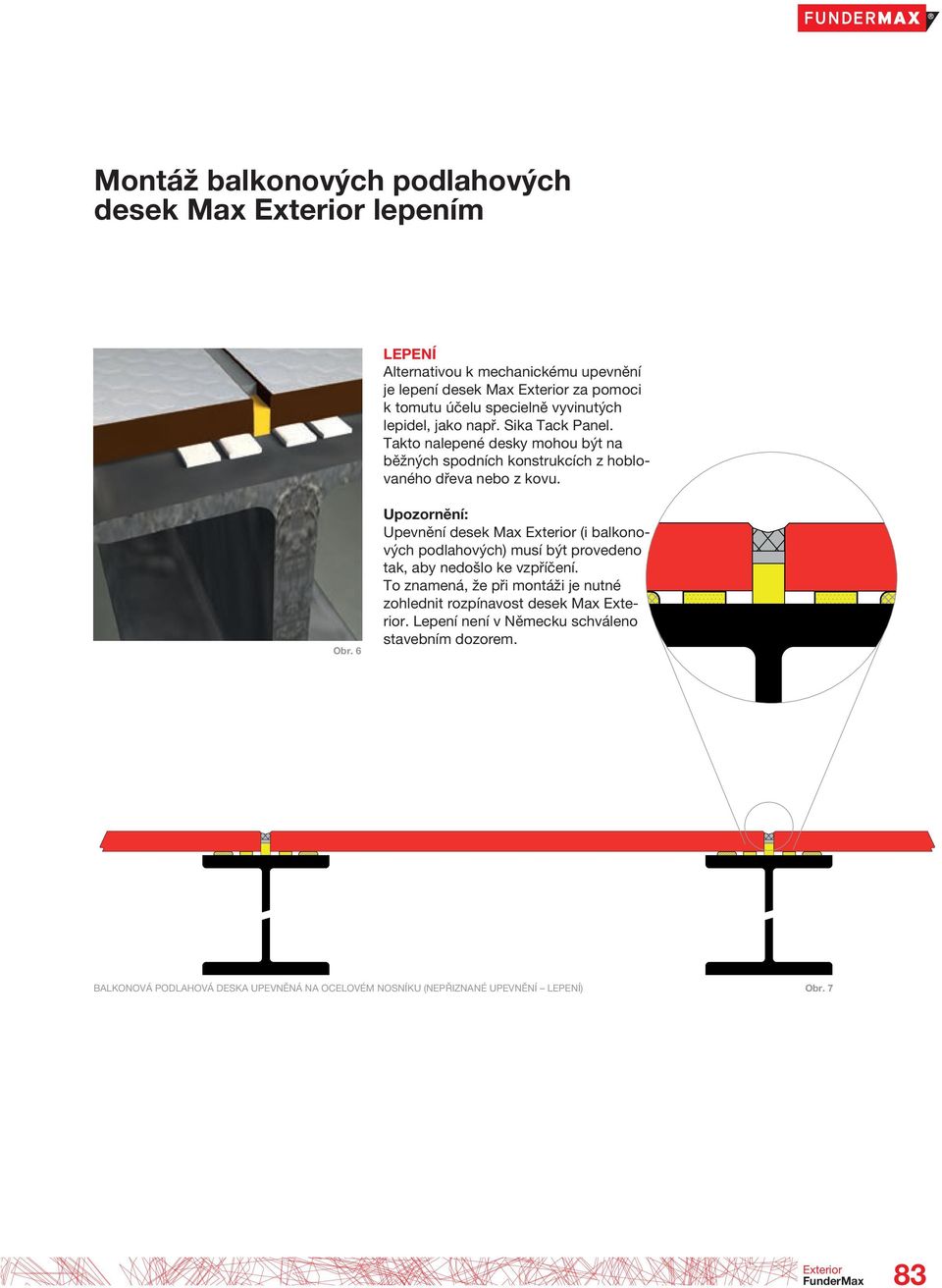 6 Upozornění: Upevnění desek Max (i balkonových podlahových) musí být provedeno tak, aby nedošlo ke vzpříčení.