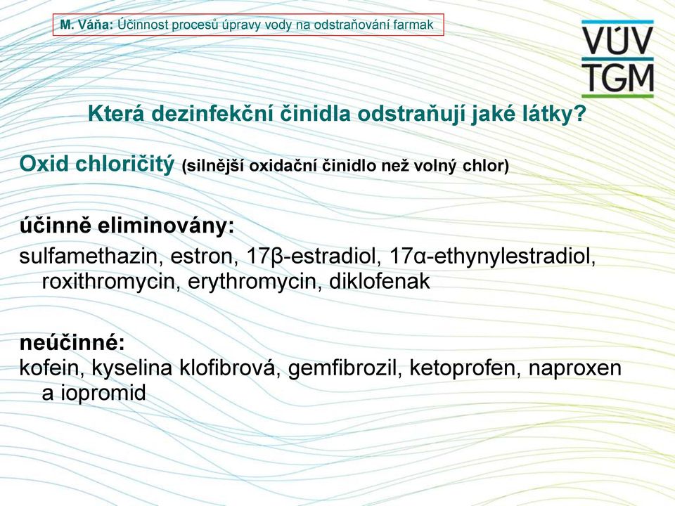 eliminovány: sulfamethazin, estron, 17β-estradiol, 17α-ethynylestradiol,