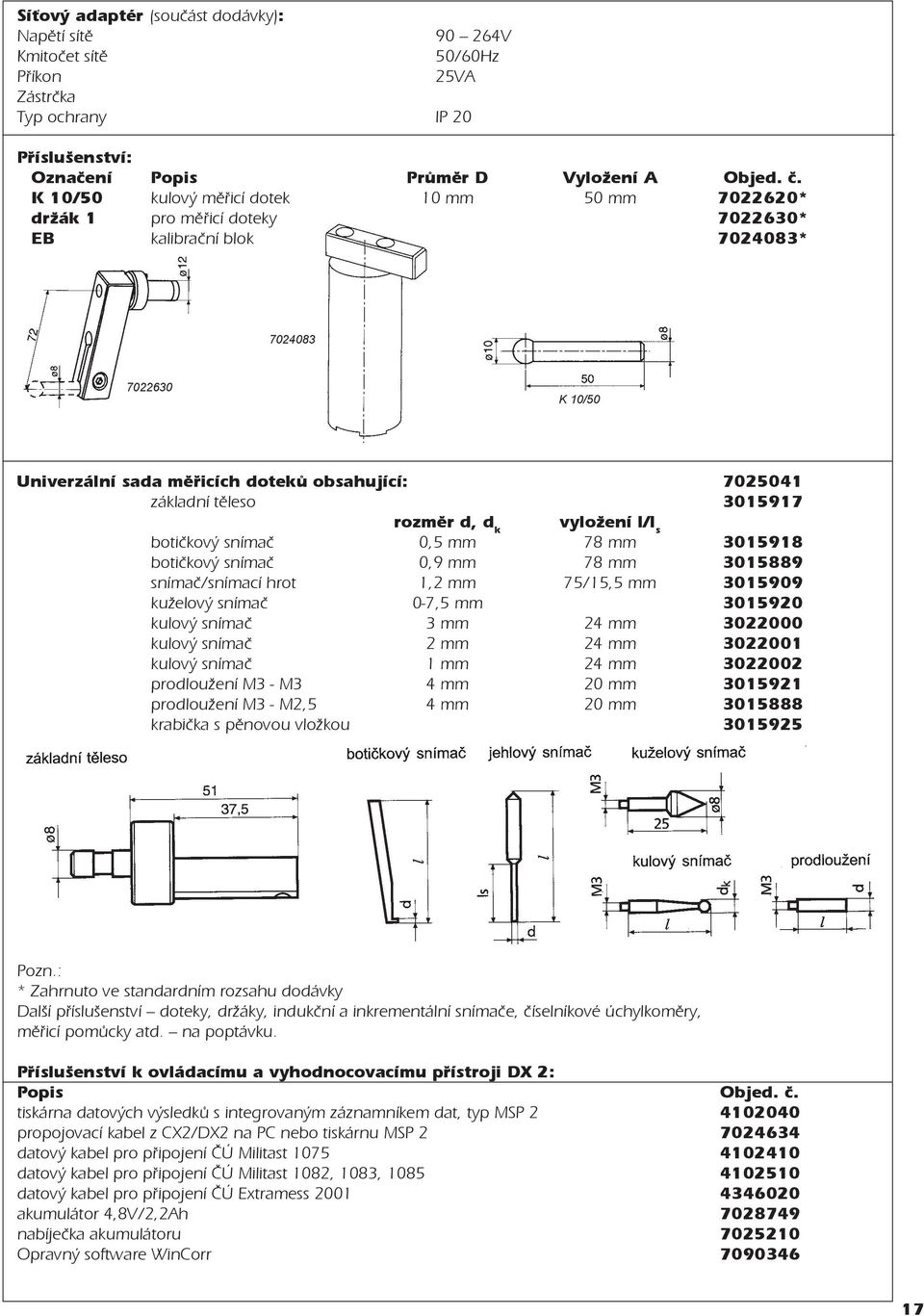 tìleso 3015917 rozmìr d, d k vyložení l/l s botièkový snímaè 0,5 mm 78 mm 3015918 botièkový snímaè 0,9 mm 78 mm 3015889 snímaè/snímací hrot 1,2 mm 75/15,5 mm 3015909 kuželový snímaè 0-7,5 mm 3015920