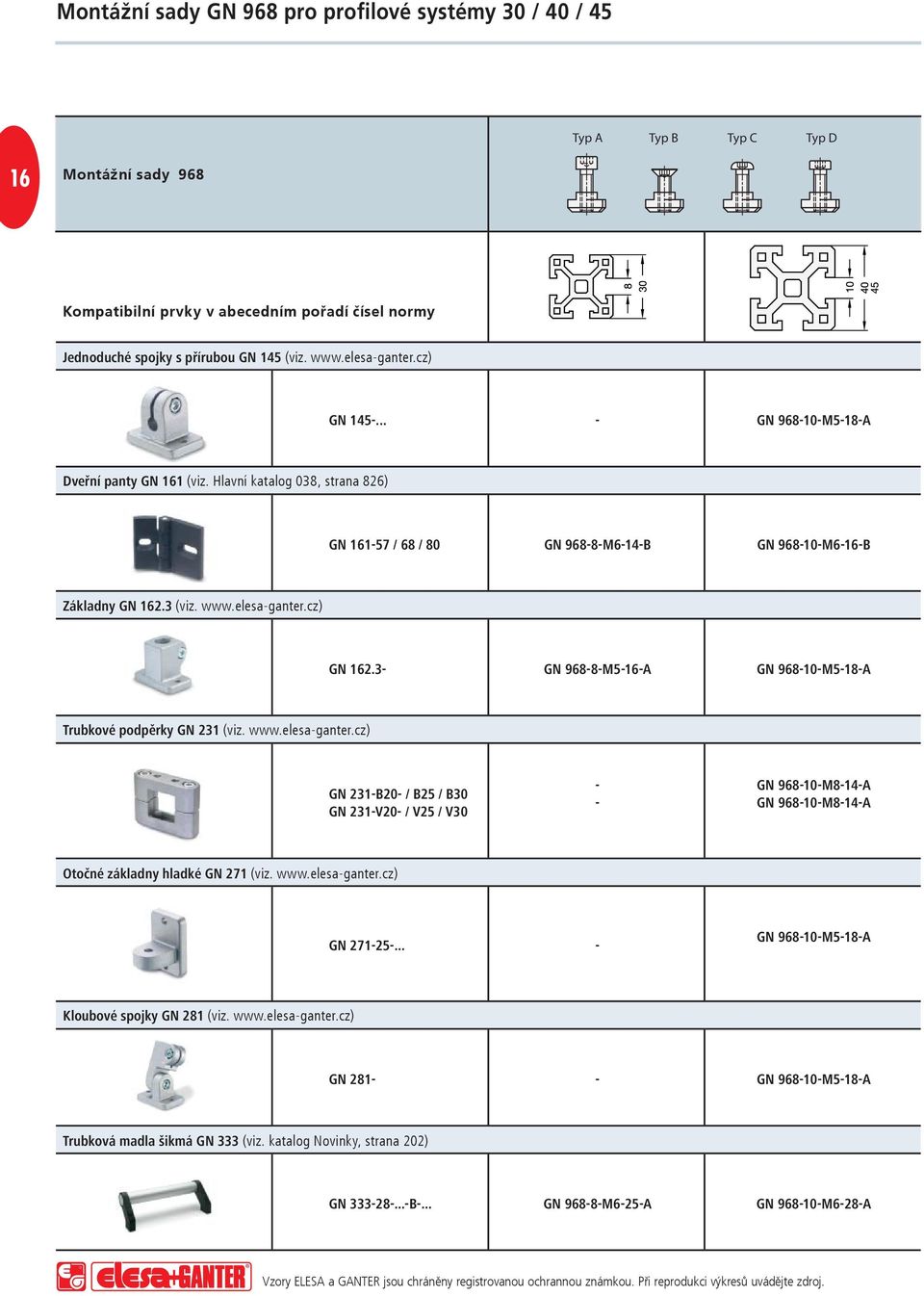 3 GN 9688M516A GN 96810M518A Trubkové podpěrky GN 231 (viz. www.elesaganter.cz) GN 231B20 / B25 / B30 GN 231V20 / V25 / V30 GN 96810M814A GN 96810M814A Otočné základny hladké GN 271 (viz. www.elesaganter.cz) GN 27125.