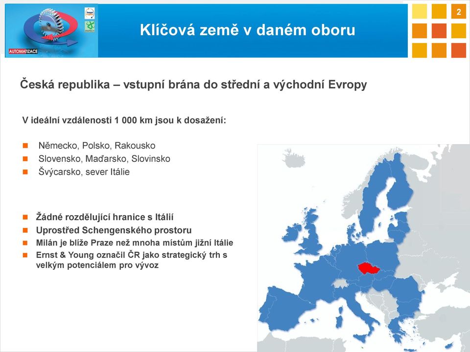 Slovinsko Švýcarsko, sever Itálie Žádné rozdělující hranice s Itálií Uprostřed Schengenského prostoru Milán