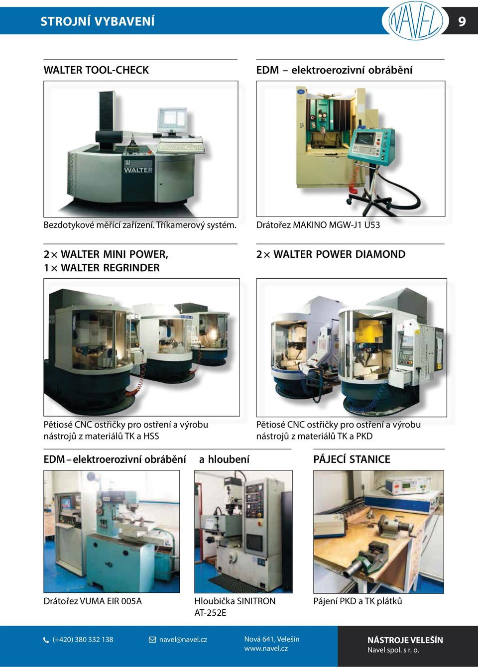 nástrojů z materiálů TK a HSS Pětiosé CNC ostřičky pro ostření a výrobu nástrojů z materiálů TK a PKD EDM elektroerozivní obrábění a