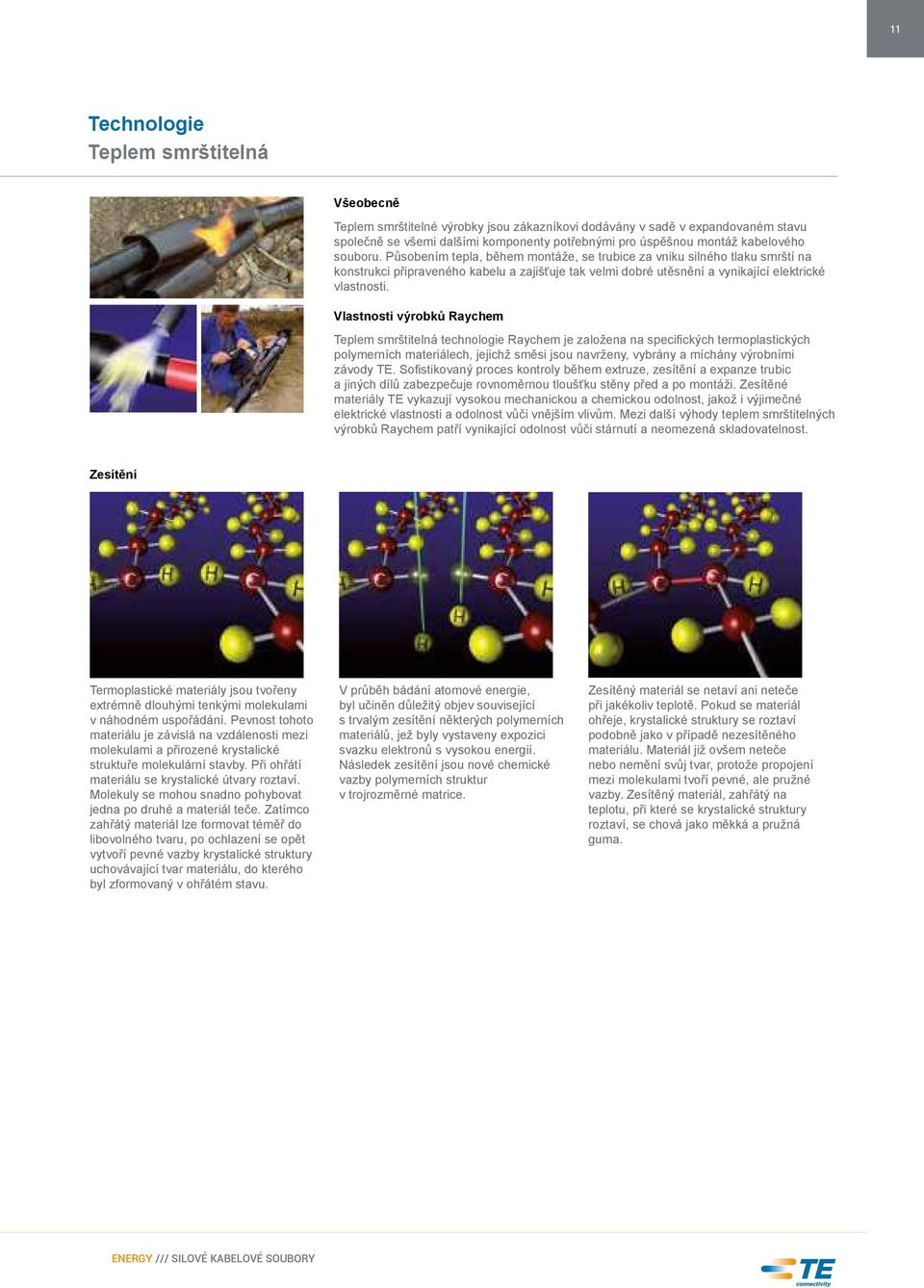 Vlastnosti výrobků Raychem Teplem smrštitelná technologie Raychem je založena na specifických termoplastických polymerních materiálech, jejichž směsi jsou navrženy, vybrány a míchány výrobními závody