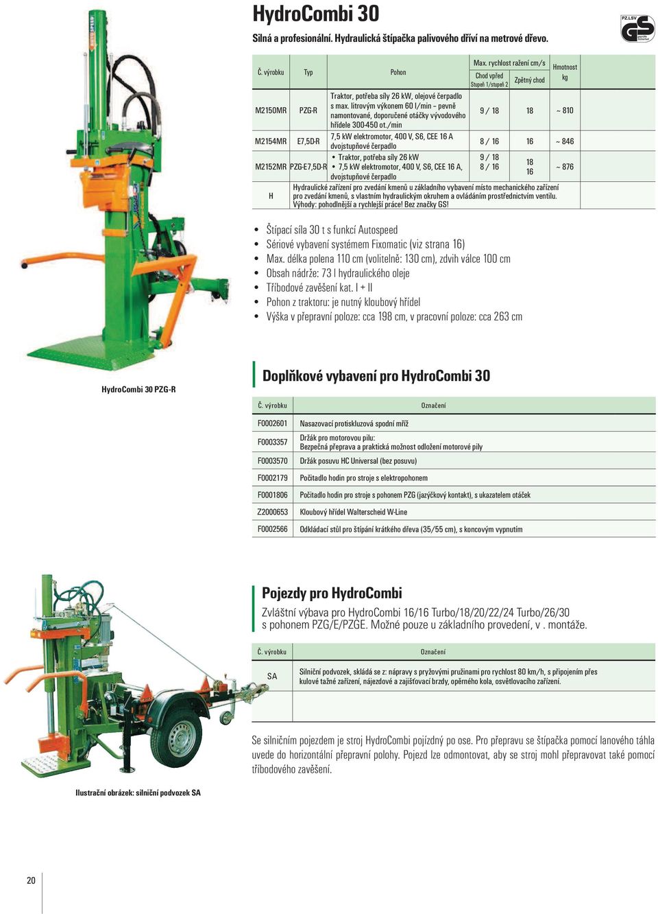 síly 26 kw, olejové čerpadlo s max. litrovým výkonem 60 l/min pevně 9 / 18 18 ~ 810 hřídele 300-450 ot.