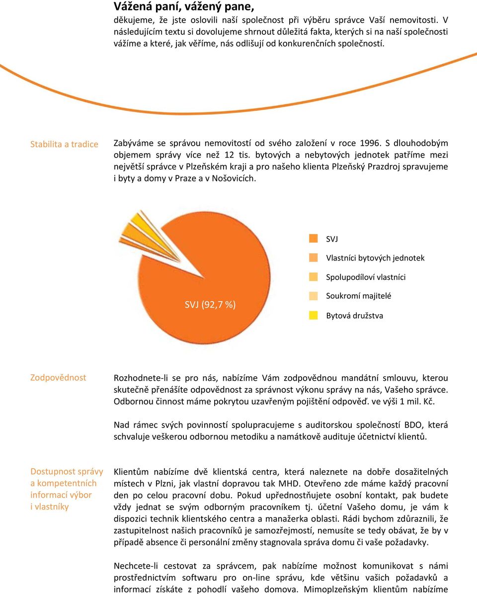 Stabilita a tradice Zabýváme se správou nemovitostí od svého založení v roce 1996. S dlouhodobým objemem správy více než 12 tis.