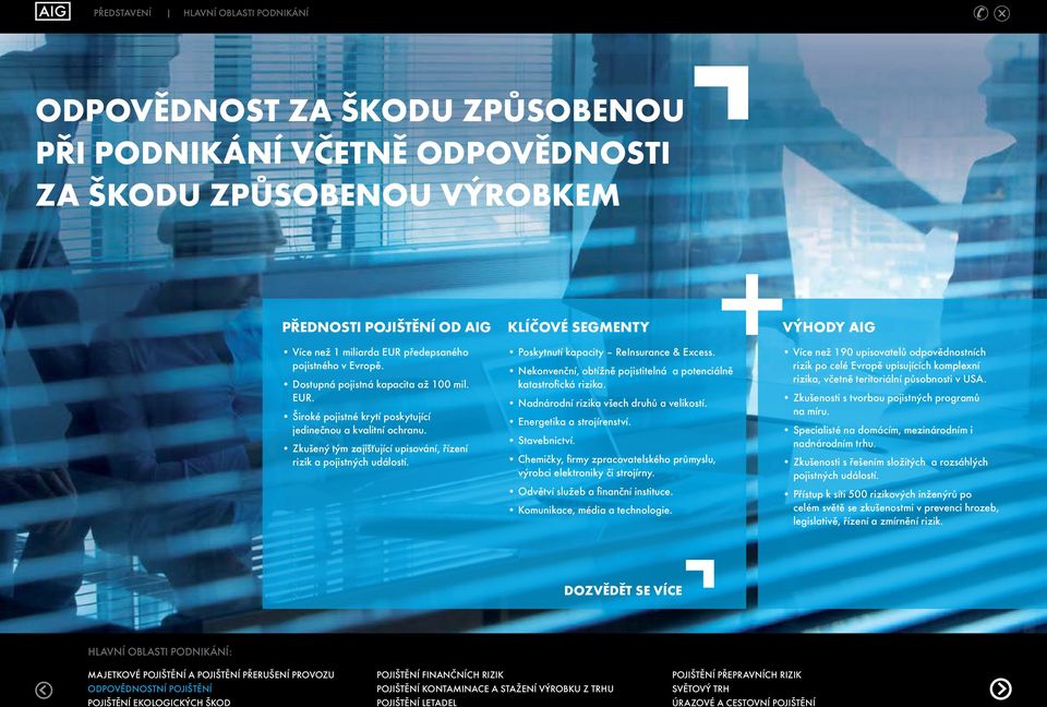 KLÍČOVÉ SEGMENTY Poskytnutí kapacity ReInsurance & Excess. Nnekonvenční, obtížně pojistitelná a potenciálně katastrofická rizika. Nnadnárodní rizika všech druhů a velikostí.
