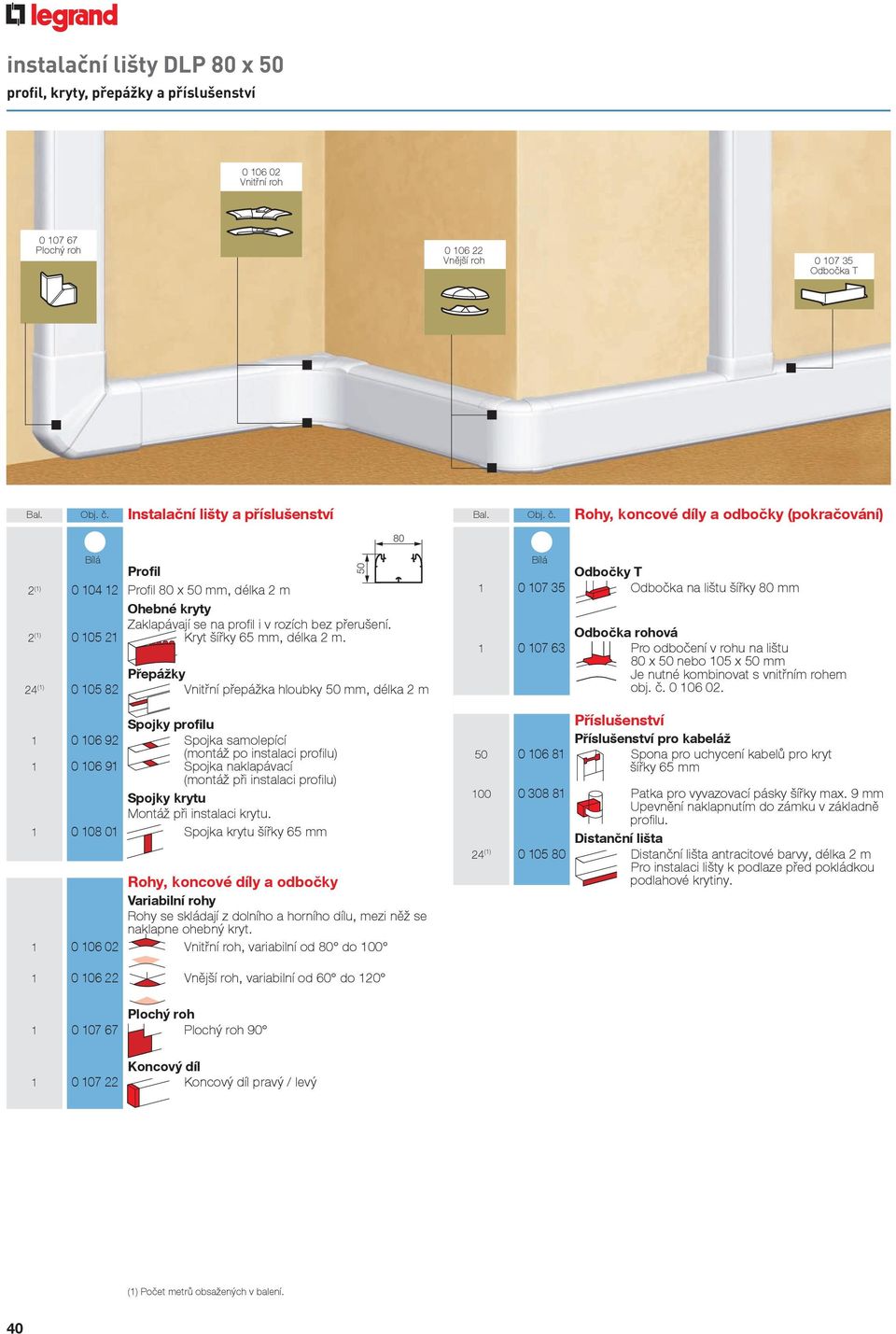 eps 80 x 50 mm, délka 2 m Ohebné kryty Zaklapávají se na profil i v rozích bez přerušení. 2 (1) 0 105 21 Kryt šířky 65 mm, délka 2 m. 010582-57634q.