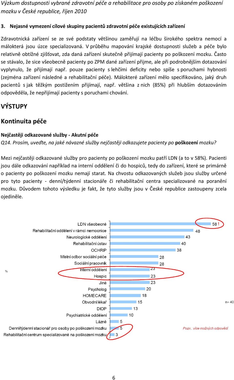 Často se stávalo, že sice všeobecně pacienty po ZPM dané zařízení přijme, ale při podrobnějším dotazování vyplynulo, že přijímají např.