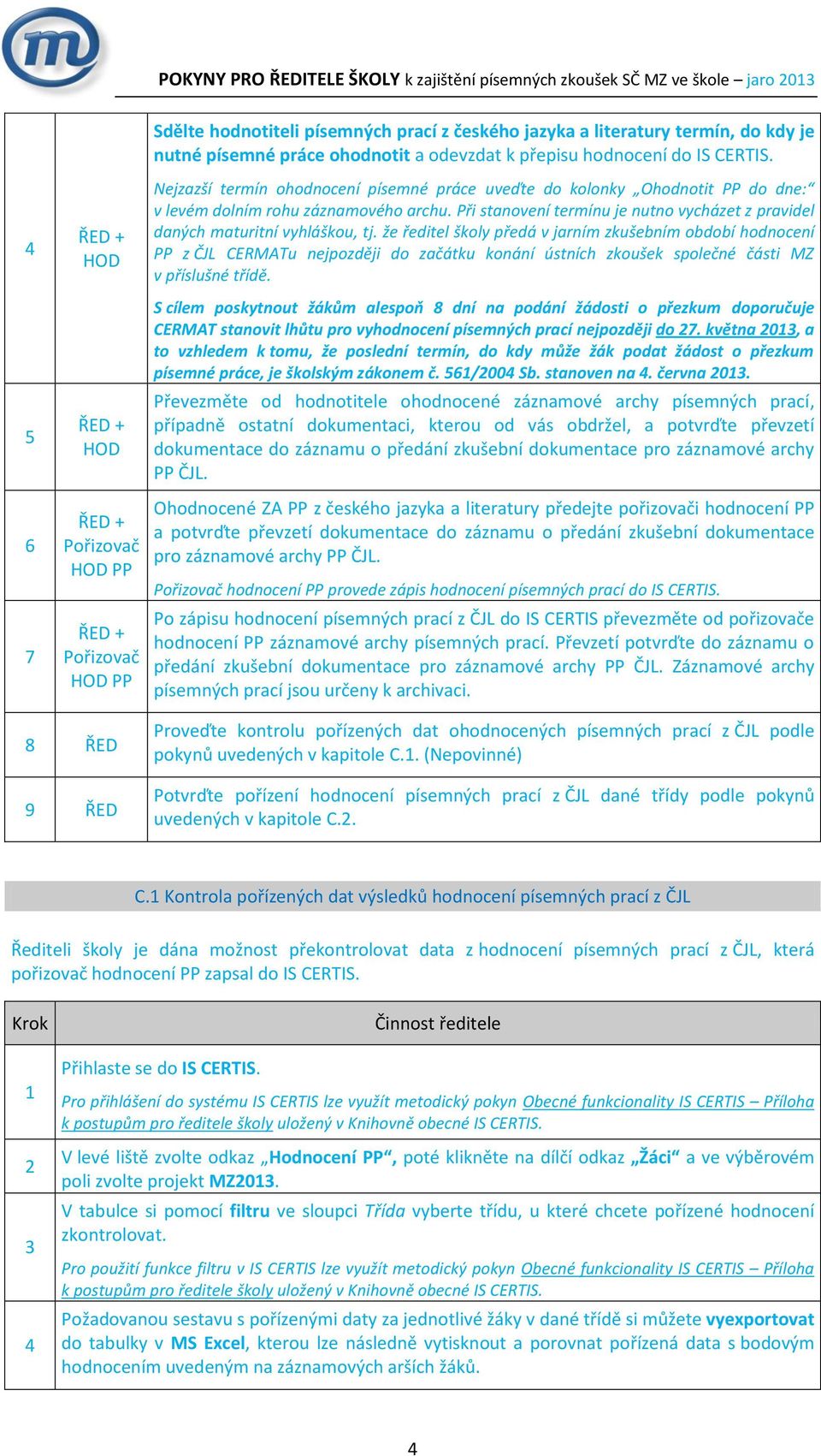Při stanovení termínu je nutno vycházet z pravidel daných maturitní vyhláškou, tj.