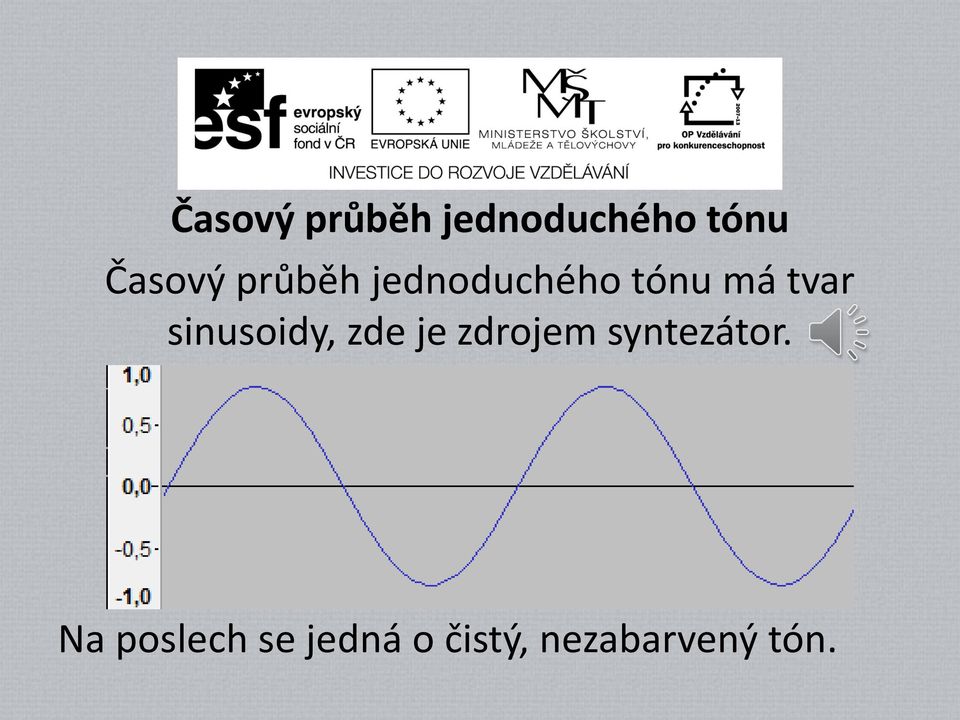 sinusoidy, zde je zdrojem syntezátor.