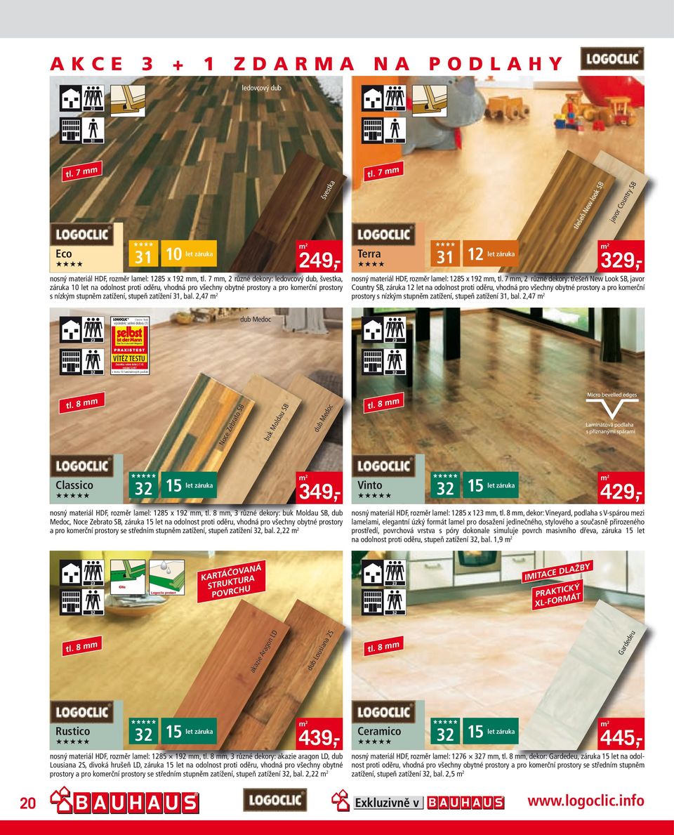 2,47 **** 31 12 Terra 329,- nosný ateriál HDF, rozěr lael: 1285 x 192, tl.