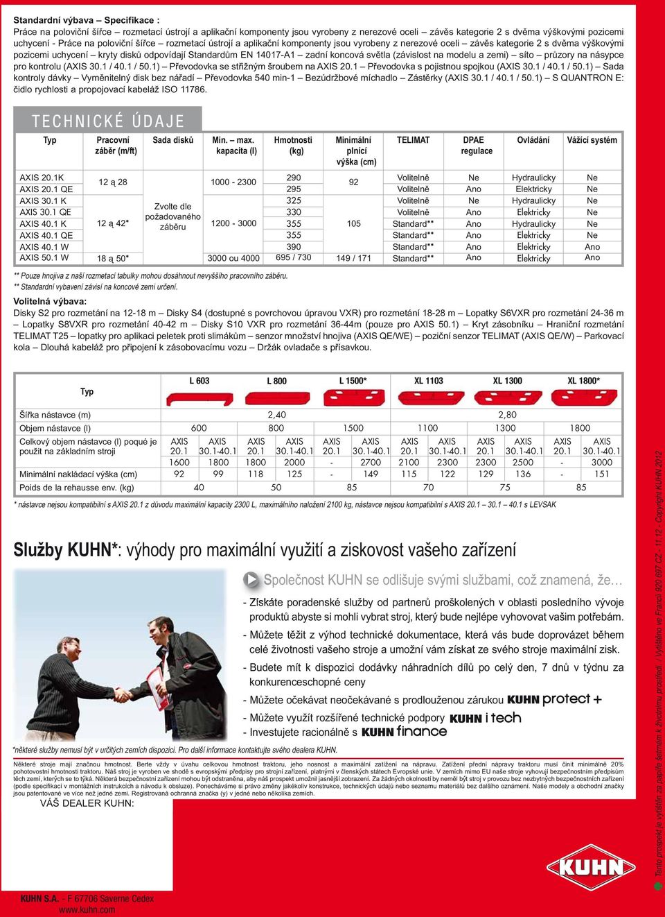 koncová světla (závislost na modelu a zemi) síto průzory na násypce pro kontrolu (AXIS 30.1 / 40.1 / 50.