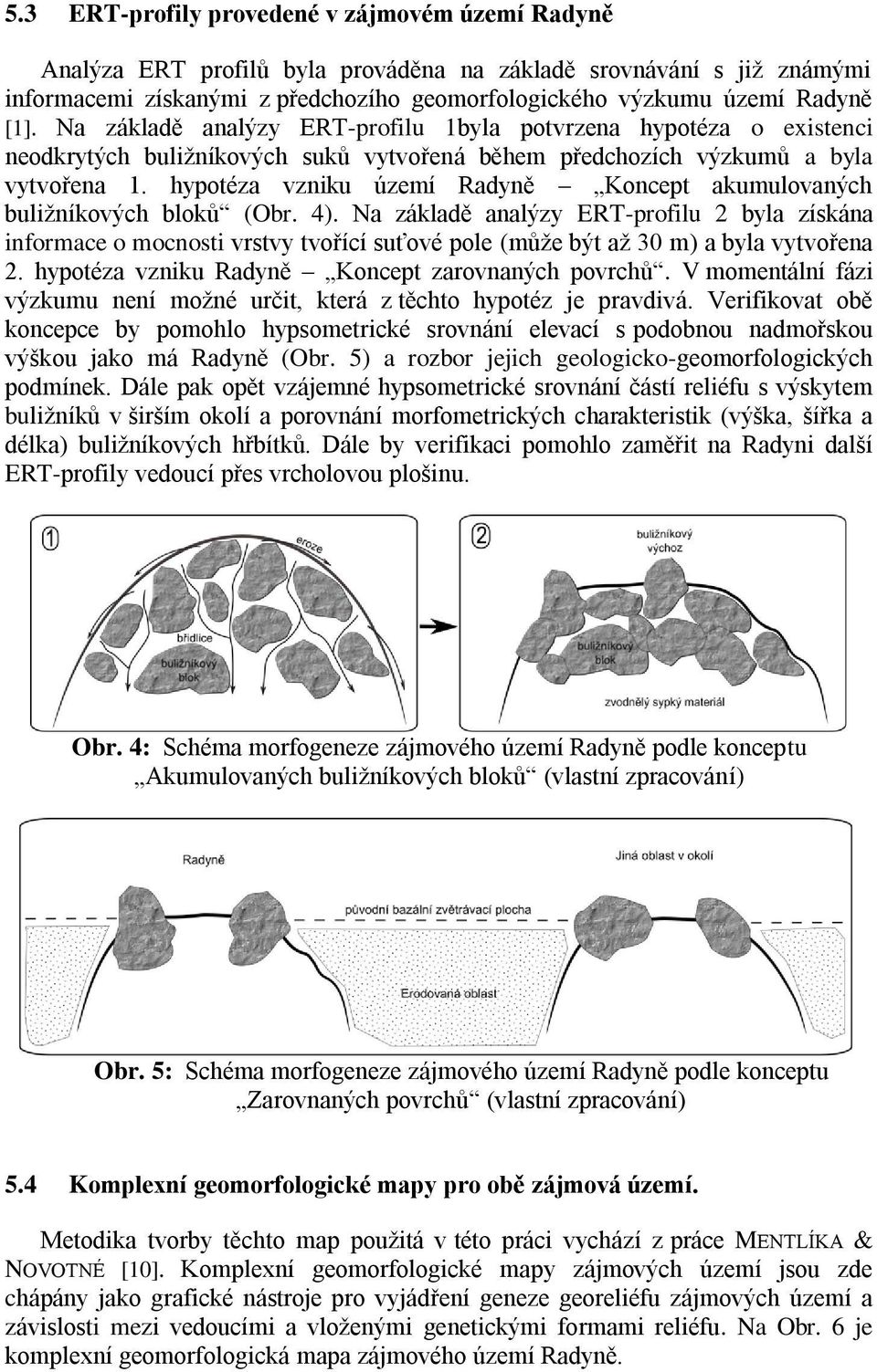 hypotéza vzniku území Radyně Koncept akumulovaných buližníkových bloků (Obr. 4).