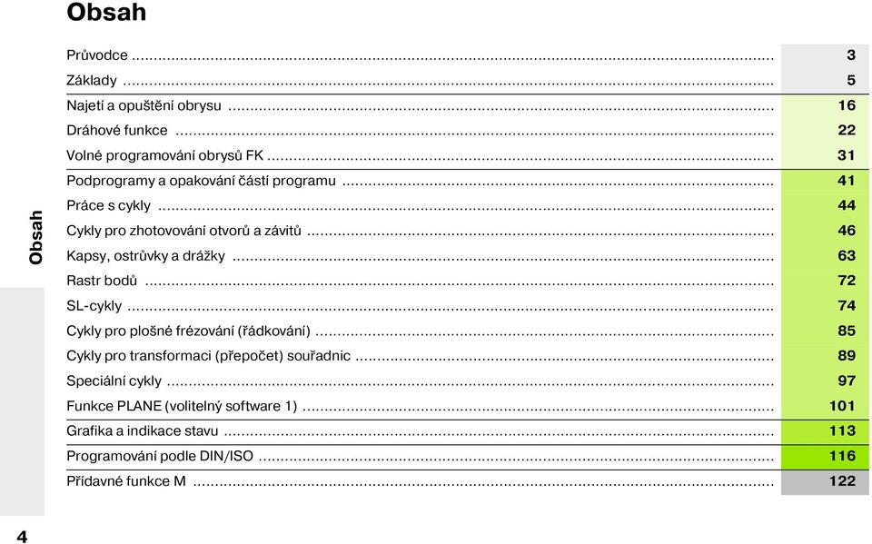 .. 63 Rastr bodů... 72 SL-cykly... 74 Cykly pro plošné frézován (řádkován )... 85 Cykly pro transformaci (přepočet) souřadnic.