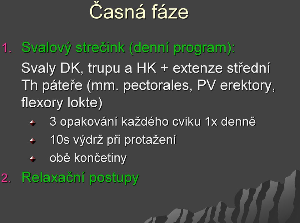 extenze střední Th páteře (mm.