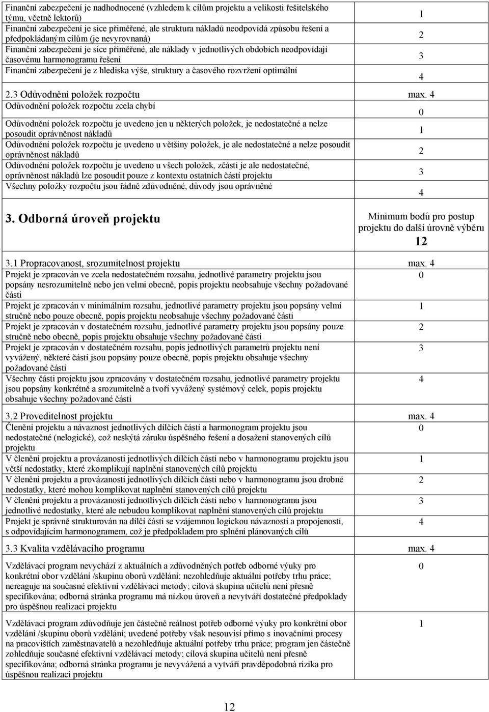 hlediska výše, struktury a časového rozvrţení optimální 2.3 Odůvodnění poloţek rozpočtu max.