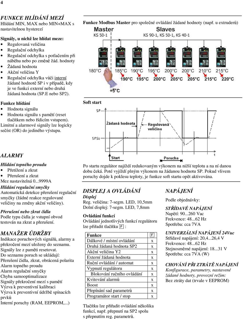 hodnoty Žádaná hodnota Akční veličina Y Regulační odchylka vůči interní žádané hodnotě SP i v případě, kdy je ve funkci eterní nebo druhá žádaná hodnota (SP.E nebo SP2).