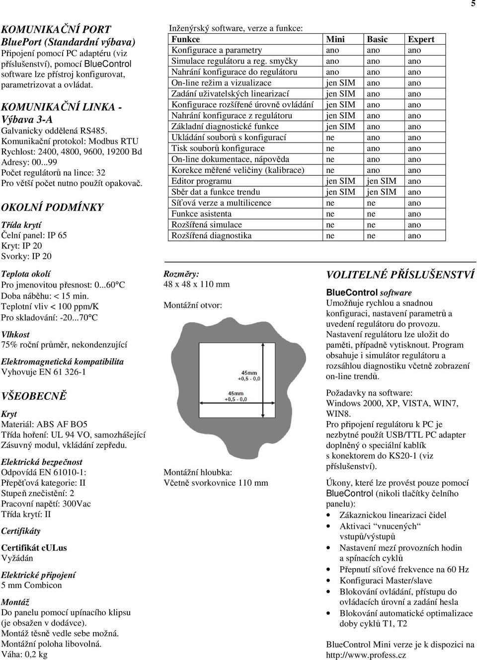 ..99 Počet regulátorů na lince: 32 Pro větší počet nutno použít opakovač. OKOLNÍ PODMÍNKY Třída krytí Čelní panel: IP 65 Kryt: IP 20 Svorky: IP 20 Teplota okolí Pro jmenovitou přesnost: 0.