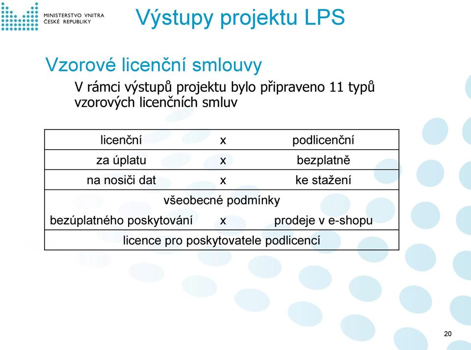 za úplatu x bezplatně na nosiči dat x ke stažení všeobecné podmínky