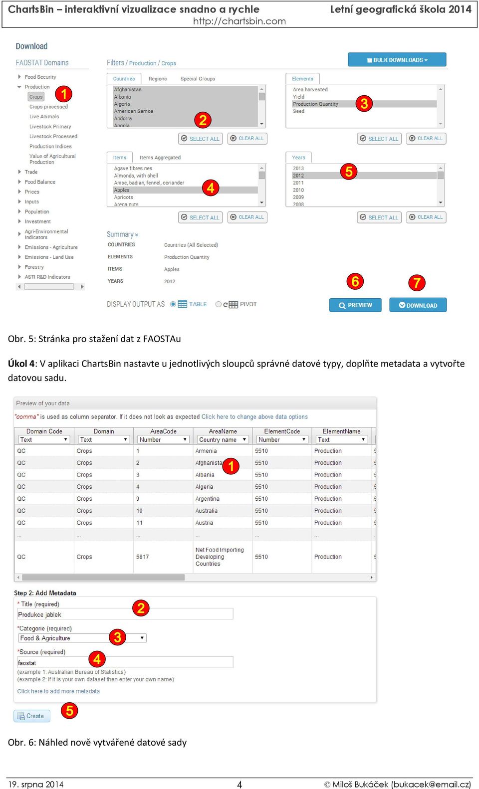 správné datové typy, doplňte metadata a vytvořte