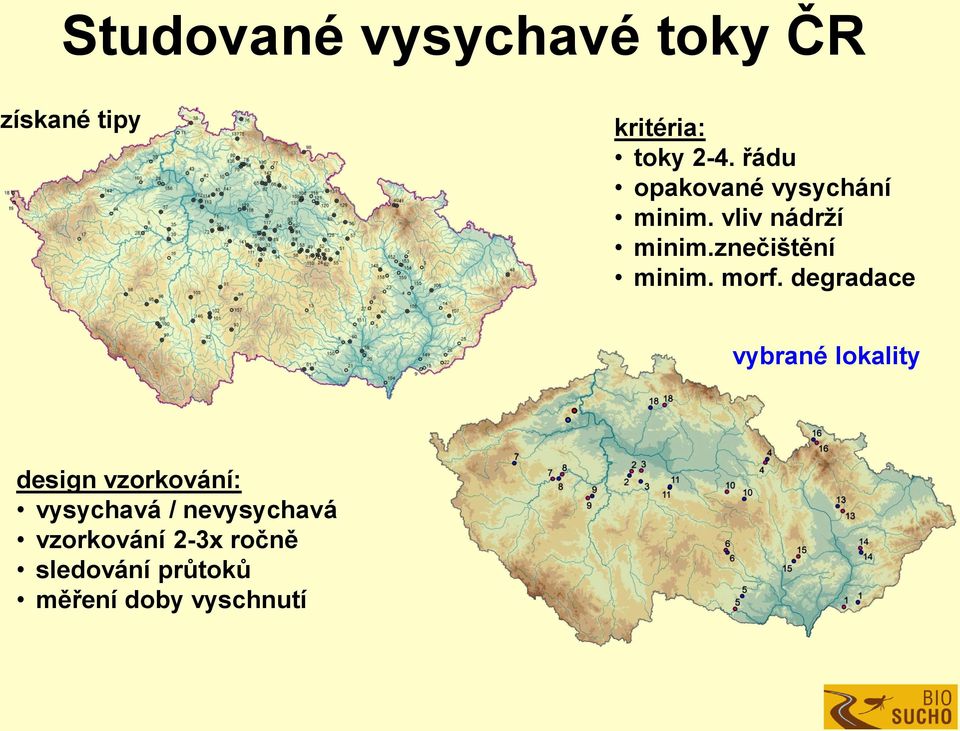 morf. degradace vybrané lokality design vzorkování: vysychavá /