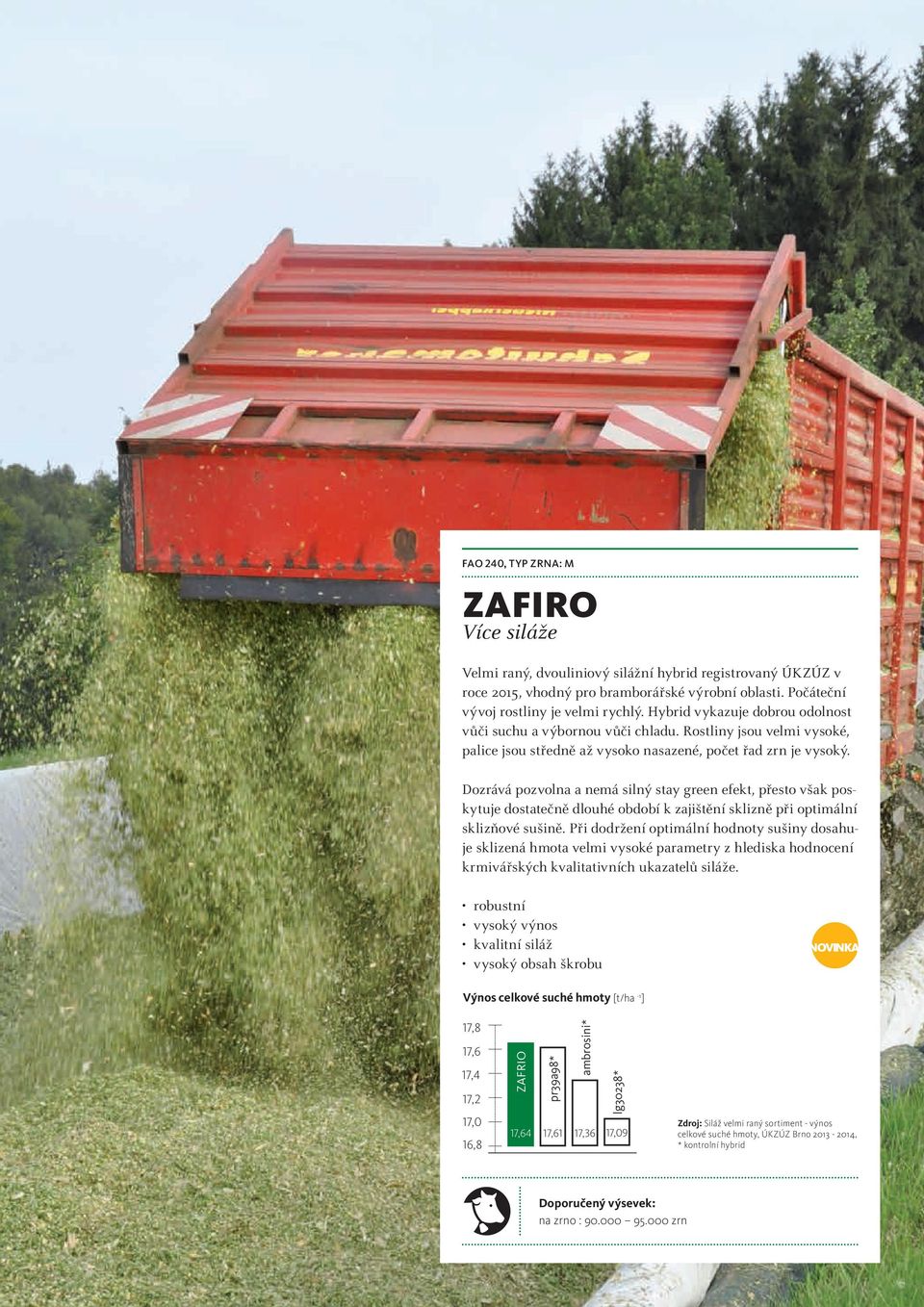 Dozrává pozvolna a nemá silný stay green efekt, přesto však poskytuje dostatečně dlouhé období k zajištění sklizně při optimální sklizňové sušině.