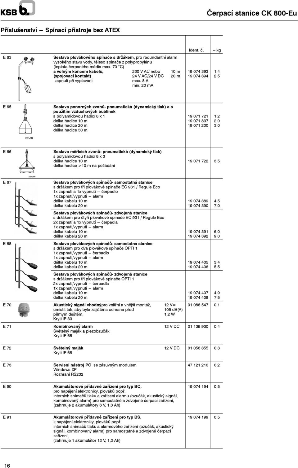 20 ma 9 074 393 9 074 394,4 2,5 E65 Sestava ponorných zvonů- pneumatická (dynamický tlak) a s použitím vzduchových bublinek s polyamidovou hadicí 8 x délka hadice 0 m délka hadice 20 m délka hadice