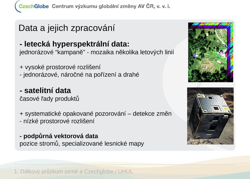 data časové řady produktů + systematické opakované pozorování detekce změn - nízké prostorové rozlišení