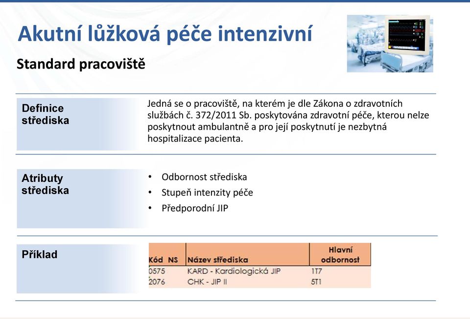 poskytována zdravotní péče, kterou nelze poskytnout ambulantně a pro její poskytnutí je