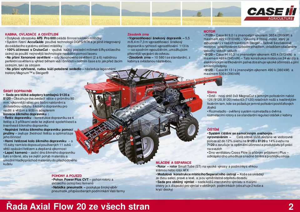 přání Xenonové osvětlení sdy Xenonového osvětlení (2 a 6) nabídnou perfektní osvětlení a výhled během vaší činnosti v nočním čase a to jak před žacím ústrojím, tak i za strojem Na přání vyhřívané,