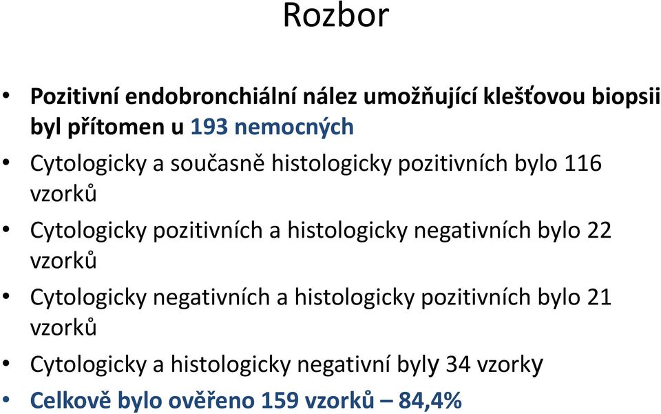 pozitivních a histologicky negativních bylo 22 vzorků Cytologicky negativních a histologicky