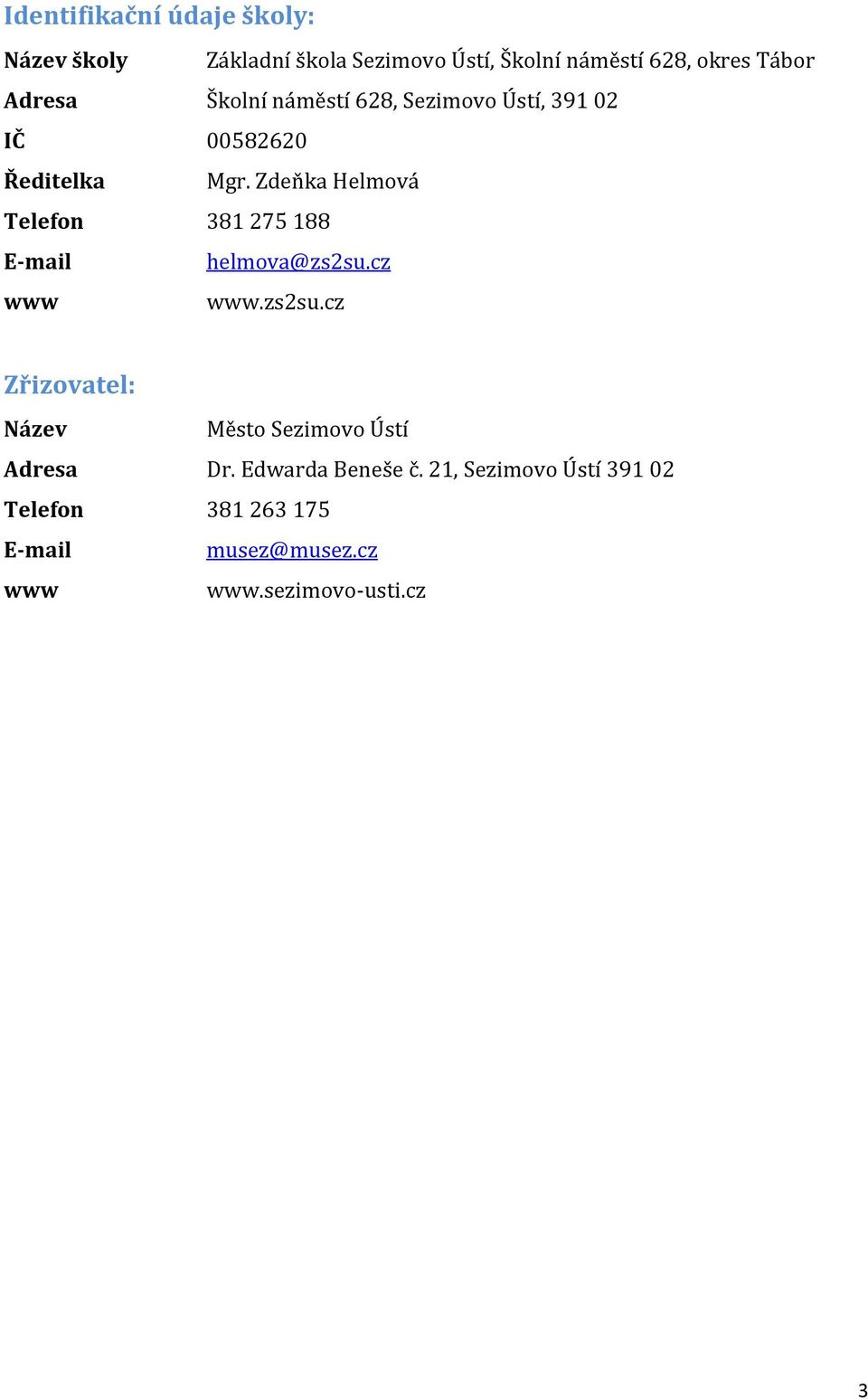 Zdeňka Helmová Telefon 381 275 188 E-mail helmova@zs2su.