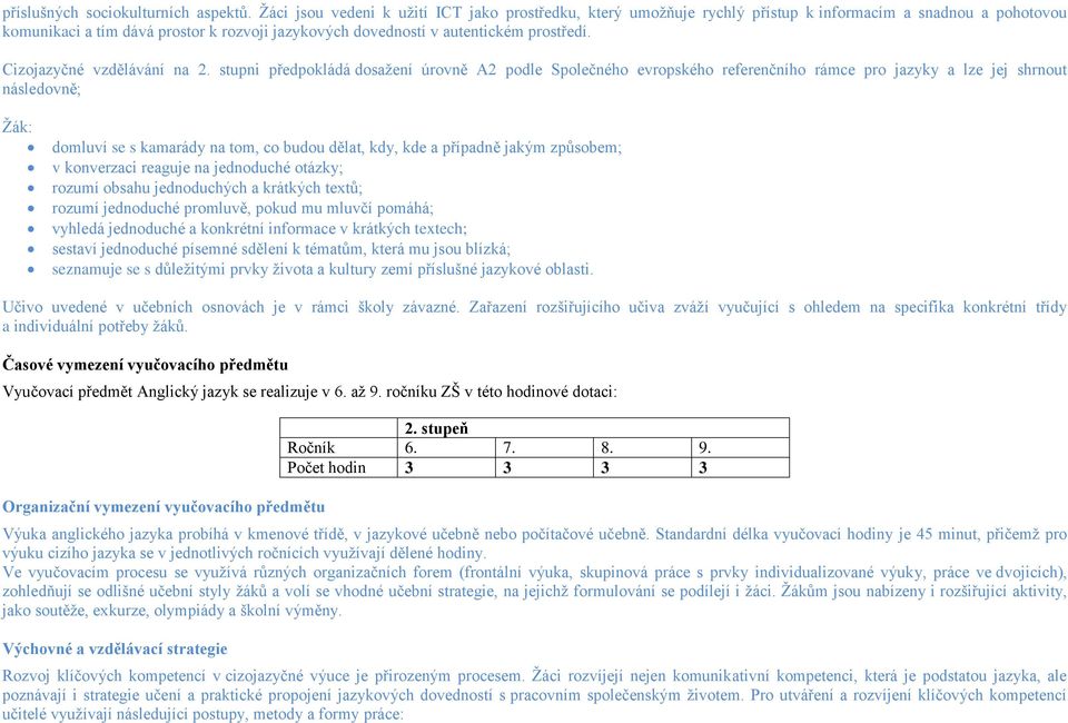 Cizojazyčné vzdělávání na 2.