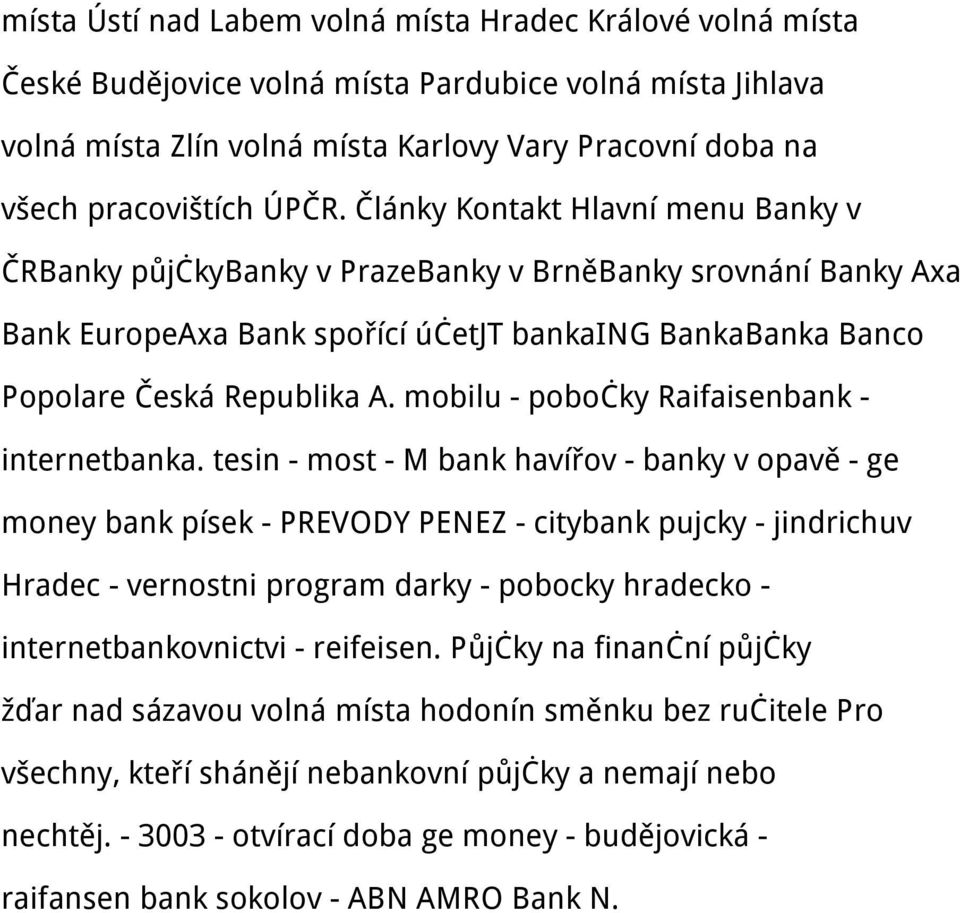 mobilu - pobočky Raifaisenbank - internetbanka.