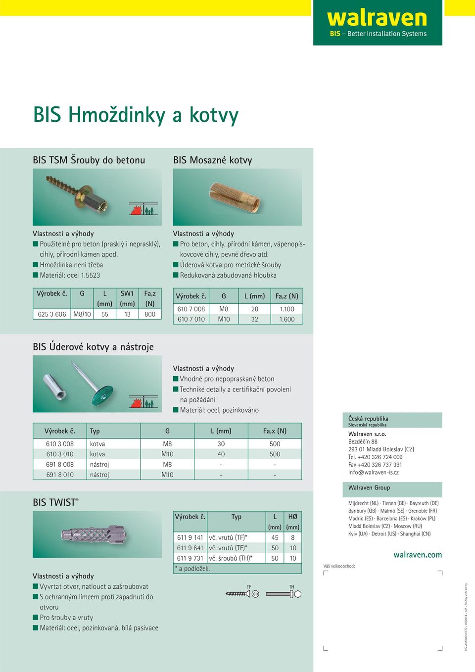 Úderová kotva pro metrické šrouby Redukovaná zabudovaná hloubka G Fa,z 610 7 008 M8 28 1.100 610 7 010 M10 32 1.