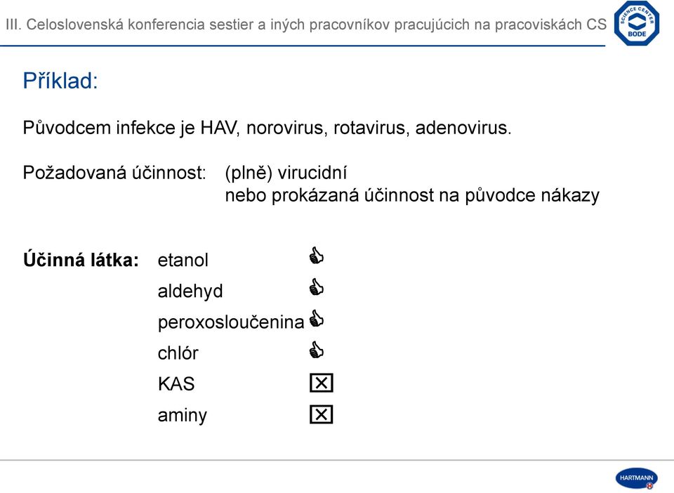 Požadovaná účinnost: (plně) virucidní nebo prokázaná