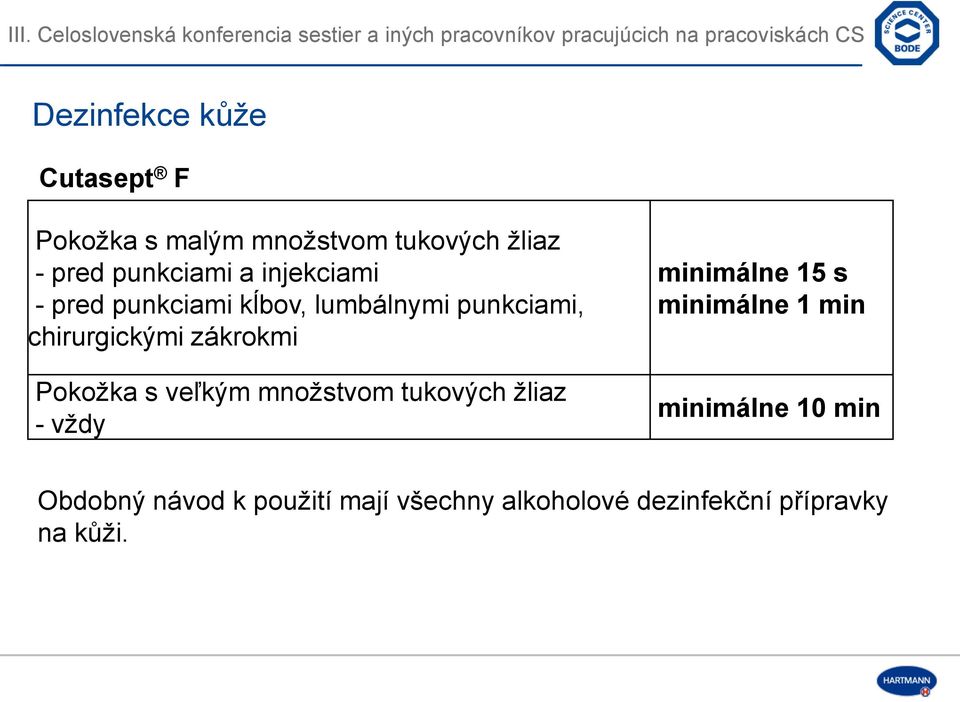 Pokožka s veľkým množstvom tukových žliaz - vždy minimálne 15 s minimálne 1 min