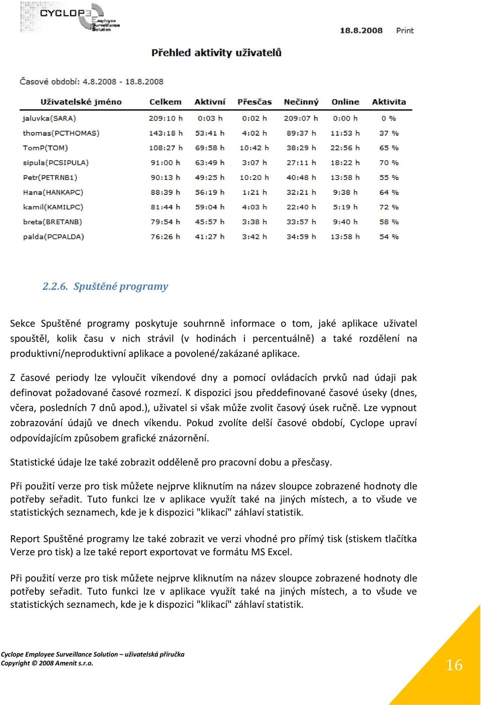 produktivní/neproduktivní aplikace a povolené/zakázané aplikace. Z časové periody lze vyloučit víkendové dny a pomocí ovládacích prvků nad údaji pak definovat požadované časové rozmezí.