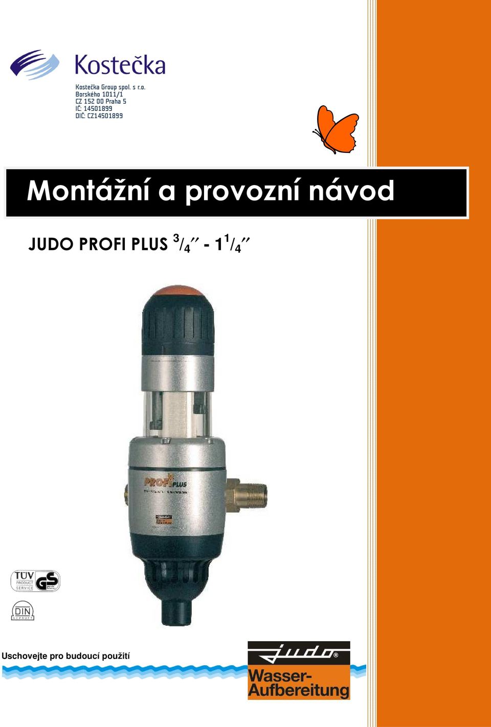 CZ14501899 Montážní a provozní návod JUDO