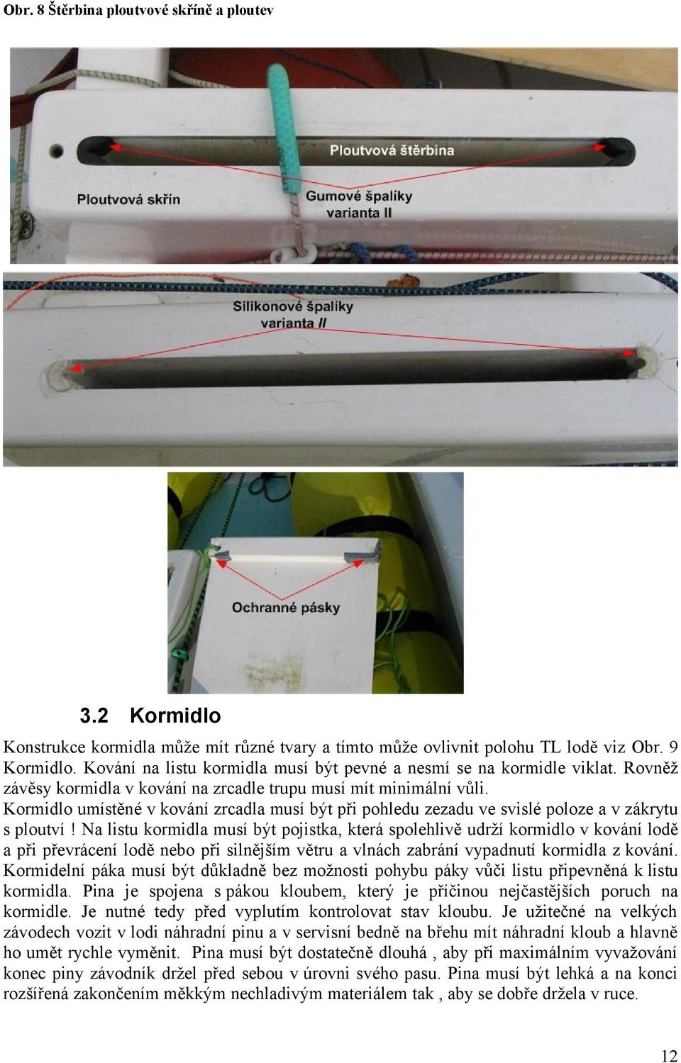 Kormidlo umístěné v kování zrcadla musí být při pohledu zezadu ve svislé poloze a v zákrytu s ploutví!