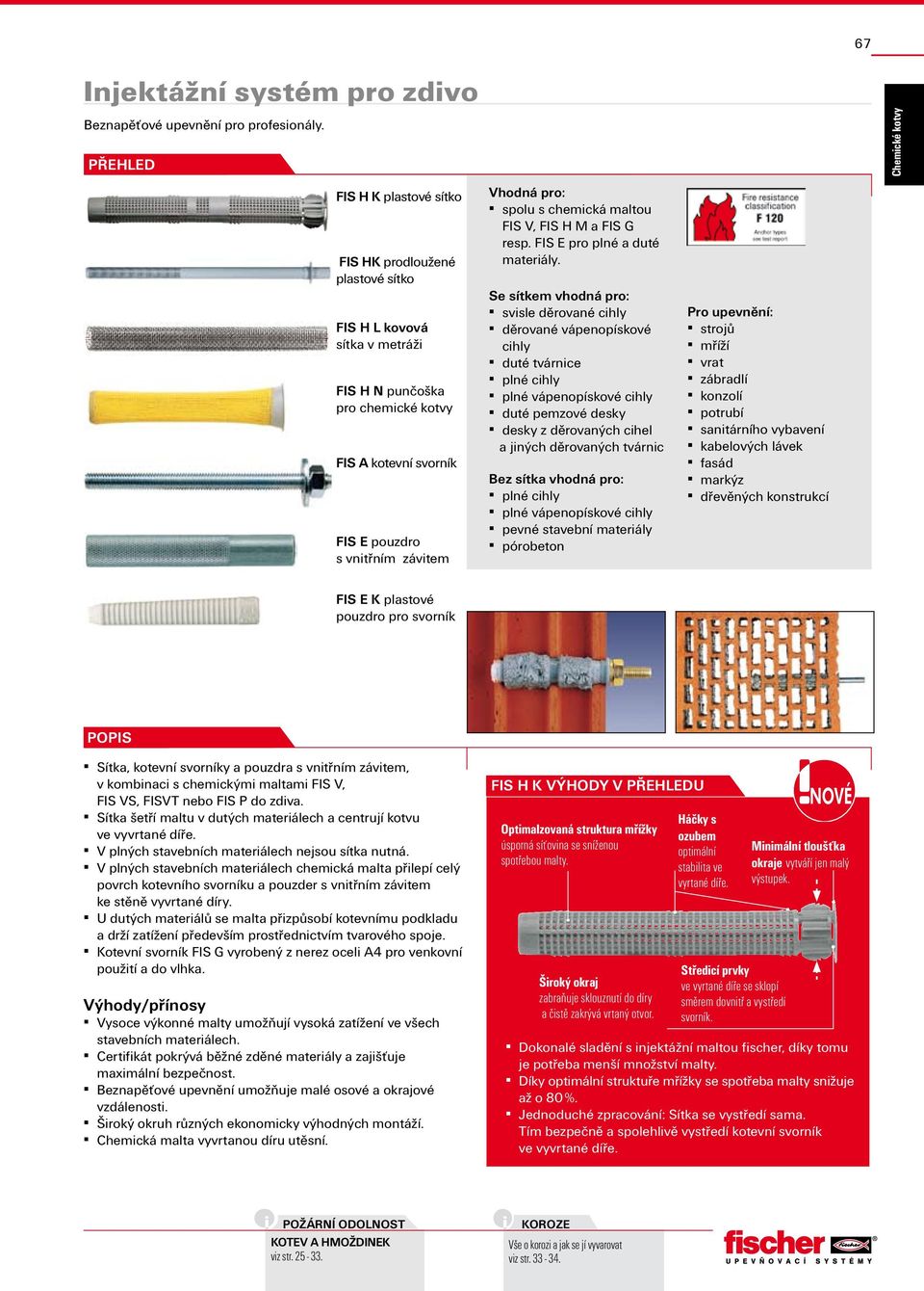 spolu s chemická maltou FIS V, FIS H M a FIS G resp. FIS E pro plné a duté materiály.