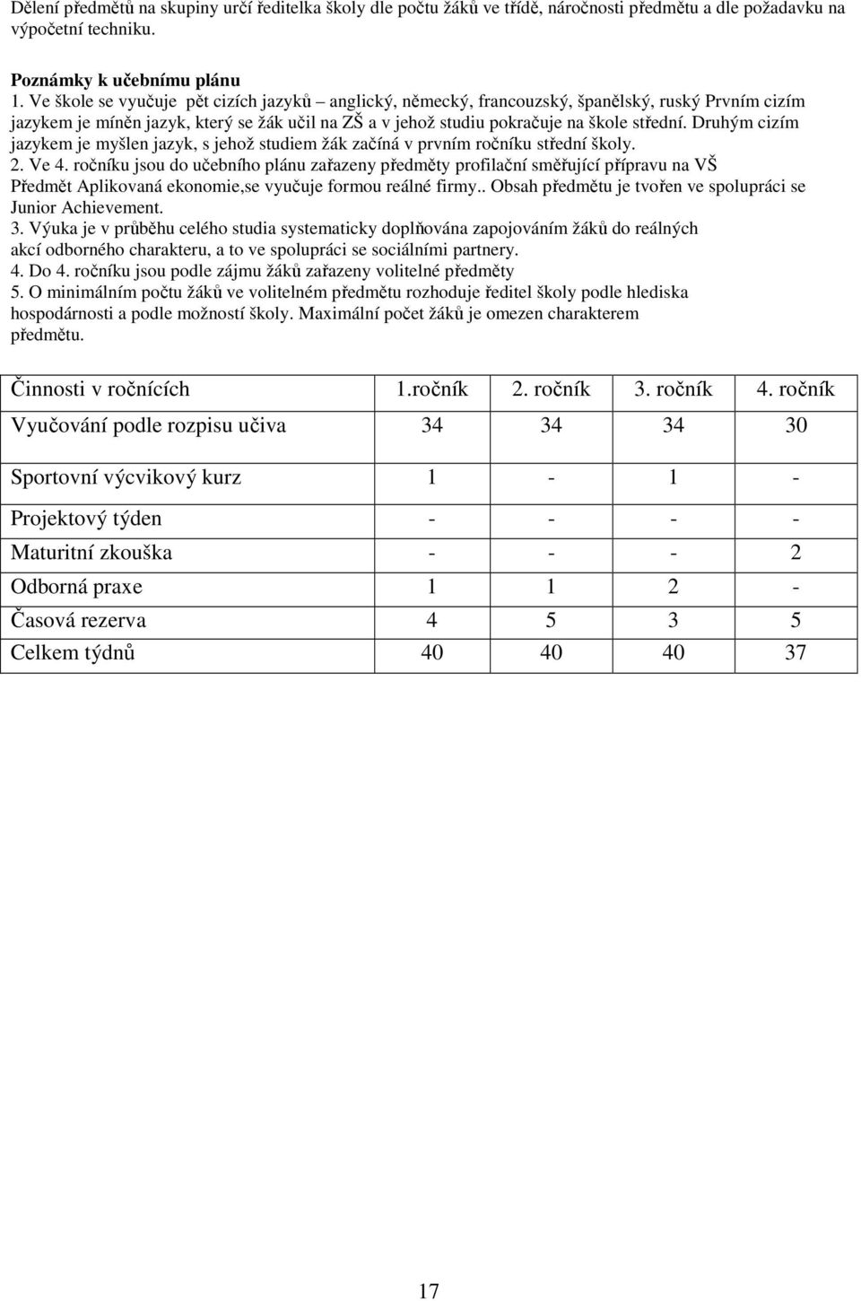 Druhým cizím jazykem je myšlen jazyk, s jehož studiem žák začíná v prvním ročníku střední školy. 2. Ve 4.