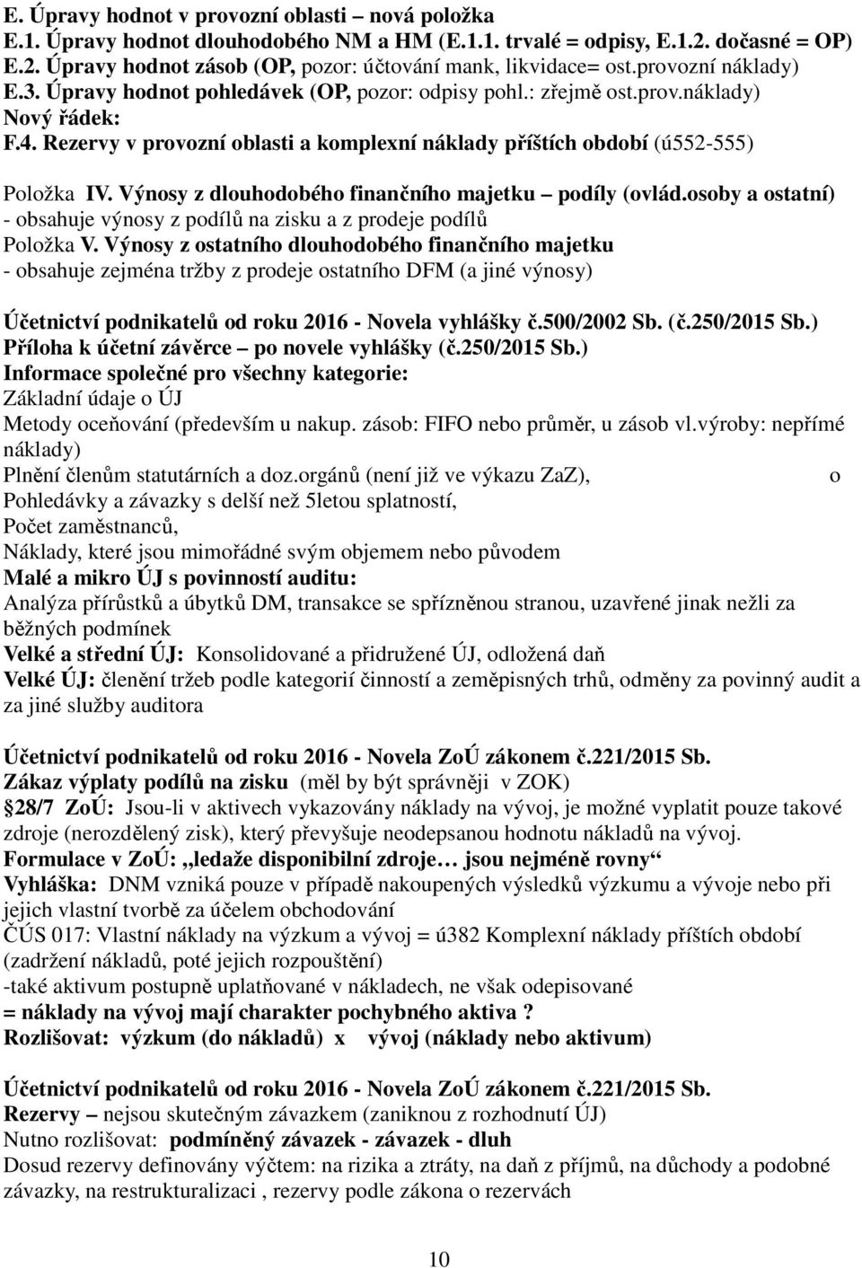 Rezervy v provozní oblasti a komplexní náklady příštích období (ú552-555) Položka IV. Výnosy z dlouhodobého finančního majetku podíly (ovlád.