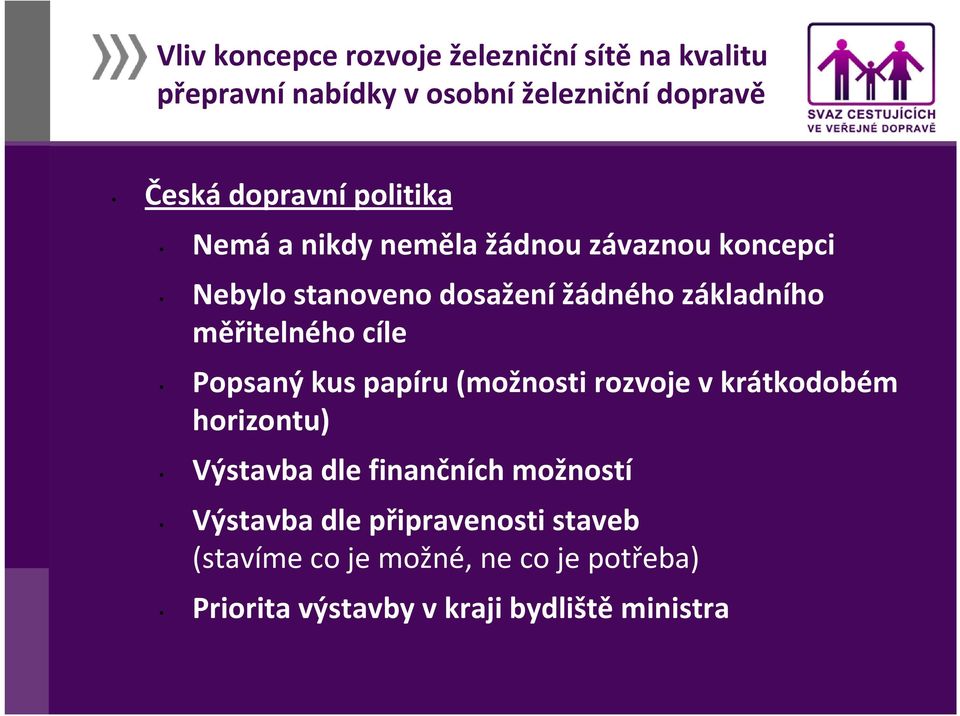 měřitelného cíle Popsaný kus papíru (možnosti rozvoje v krátkodobém horizontu) Výstavba dle finančních