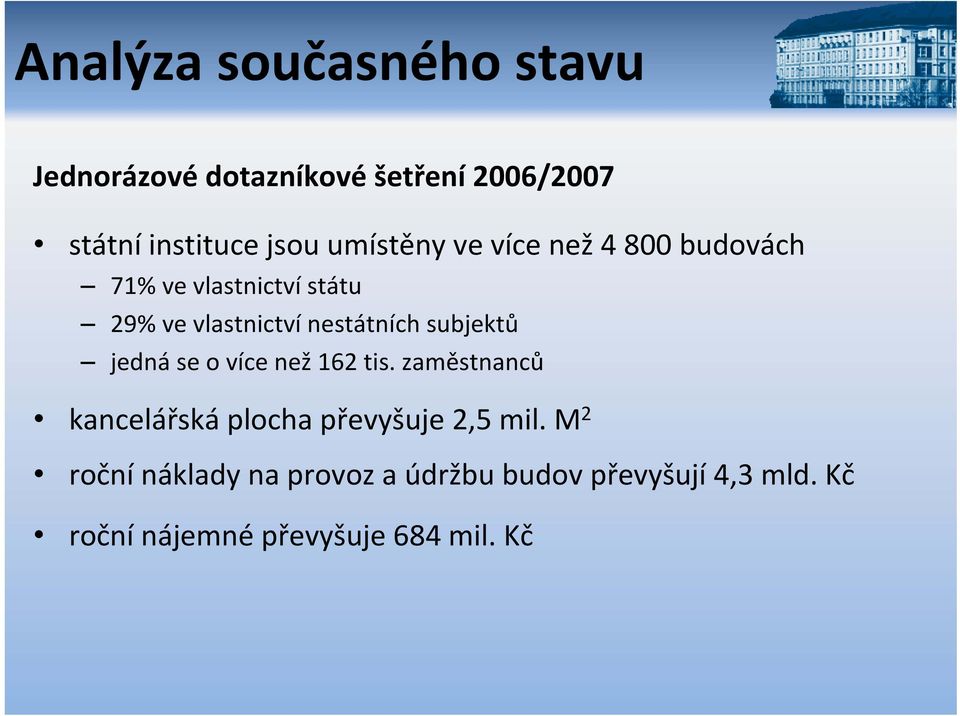 subjektů jedná se o více než 162 tis. zaměstnanců kancelářská plocha převyšuje 2,5 mil.