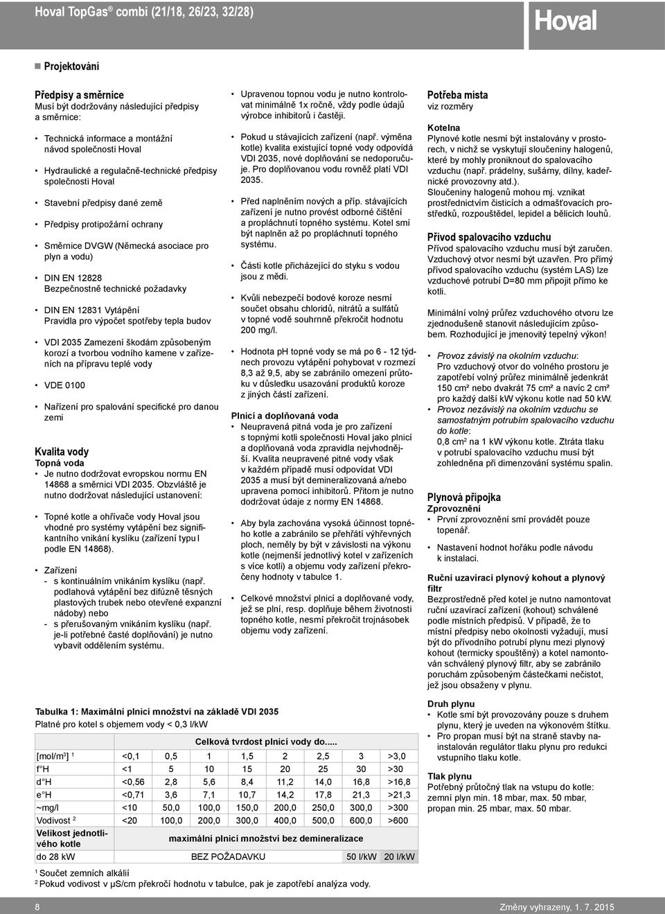 výpočet spotřeby tepla budov VDI 2035 Zamezení škodám způsobeným korozí a tvorbou vodního kamene v zařízeních na přípravu teplé vody VDE 0100 Nařízení pro spalování specifické pro danou zemi Kvalita