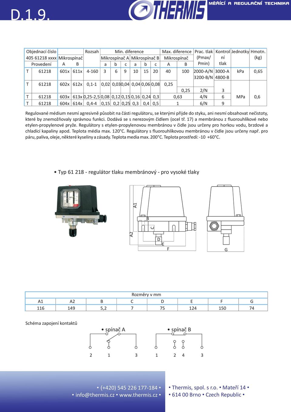 0,16 0,24 0,3 0,63 4/N 6 MPa 0,6 T 61218 604x 614x 0,4-4 0,15 0,2 0,25 0,3 0,4 0,5 1 6/N 9 Regulované médium nesmí agresivnì pùsobit na èásti regulátoru, se kterými pøijde do styku, ani nesmí