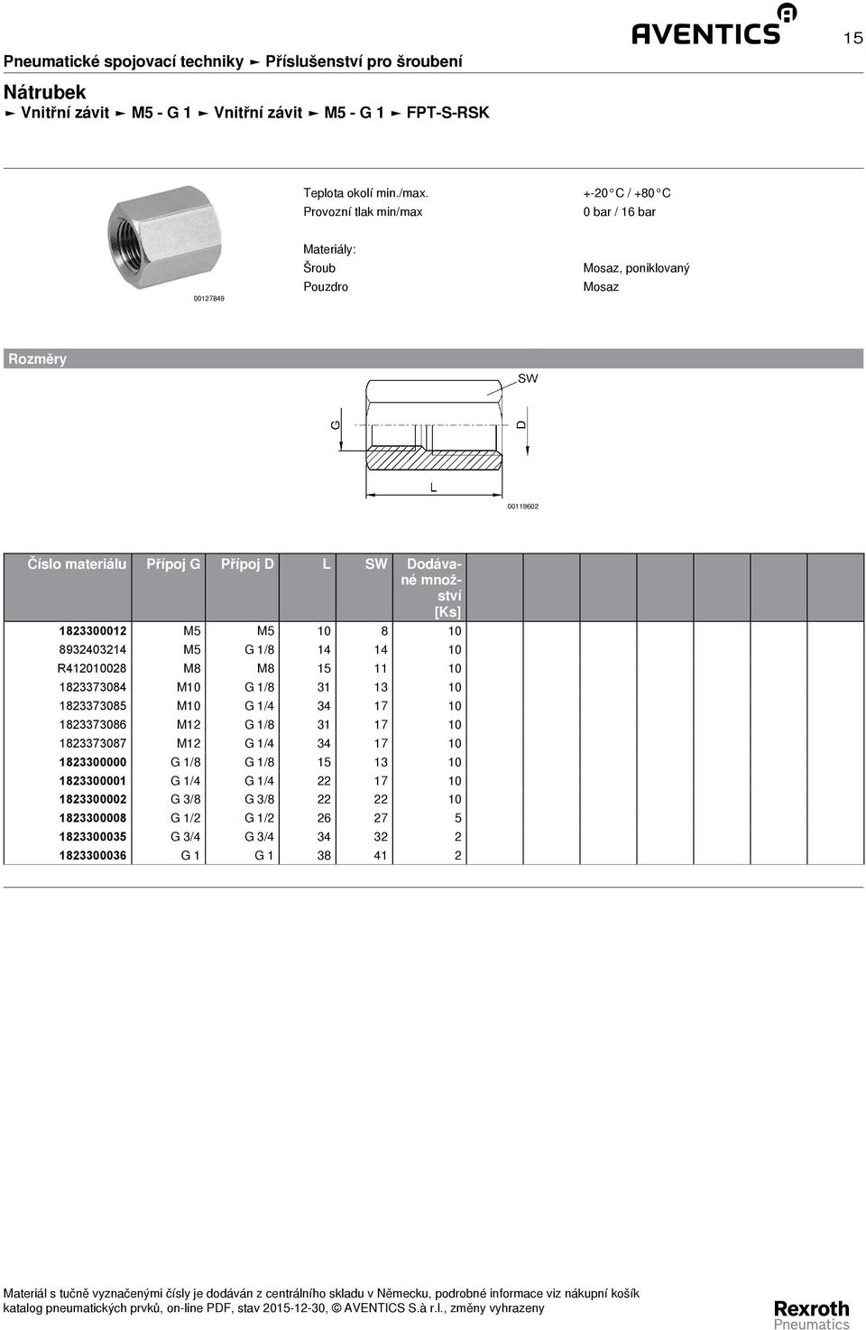 1823373085 M10 G 1/4 34 17 10 1823373086 M12 G 1/8 31 17 10 1823373087 M12 G 1/4 34 17 10 1823300000 G 1/8 G 1/8 15 13 10