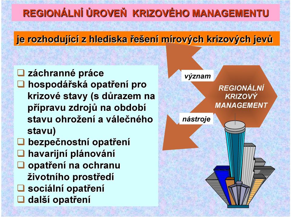 stavu ohrožení a válečného stavu) bezpečnostní opatření havarijní plánování opatření na ochranu